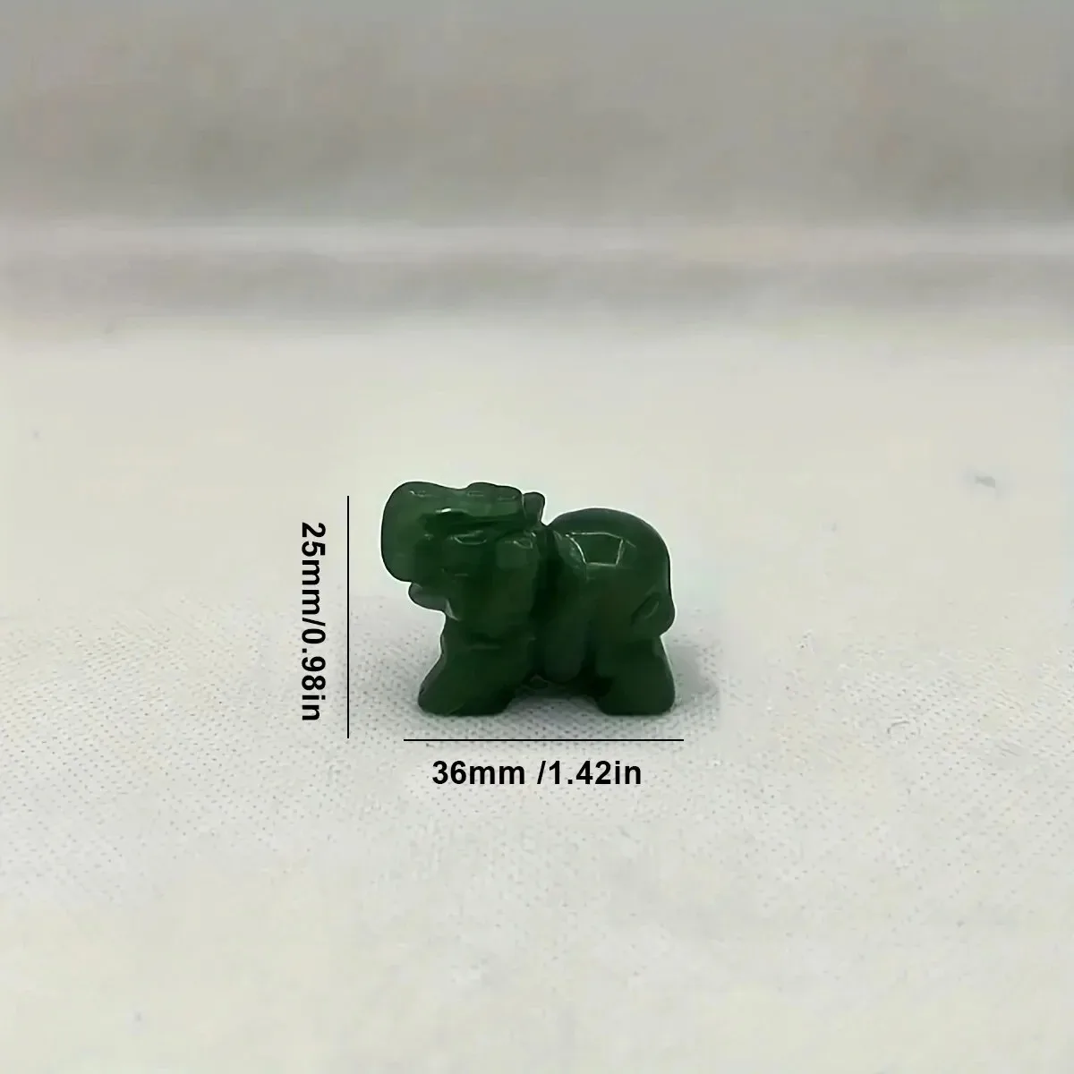 Stone Statue Green Aventurine Jade Lucky Elephant Fortune Feng Shui Figurine Office Ornament Chakra Healing Decor