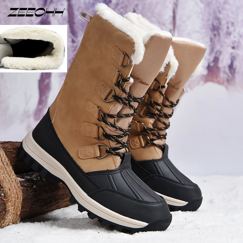 Londen buis Omhoog gaan Winter Warm Houden Pluche Snowboots Volwassen Mode Antislip Casual Laarzen  Hoge Kwaliteit Waterdichte Midden Buis Mannen laarzen Maat 36 47| | -  AliExpress