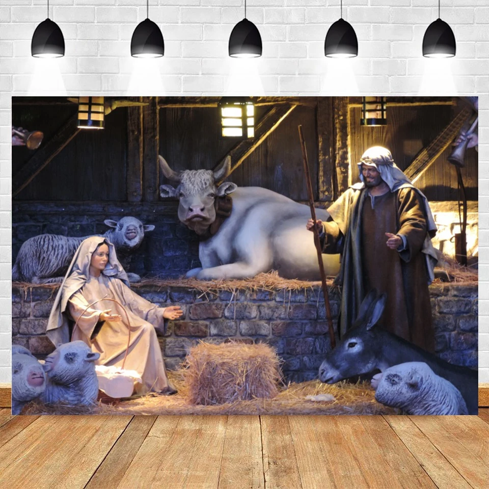 Geboorte Van Jezus Achtergrond Kerstnacht Kribbe Kerststal Fotograferen  Achtergrond Kinderen Pasgeboren Christendom Fotoshoot Rekwisieten -  AliExpress, image size:960x960