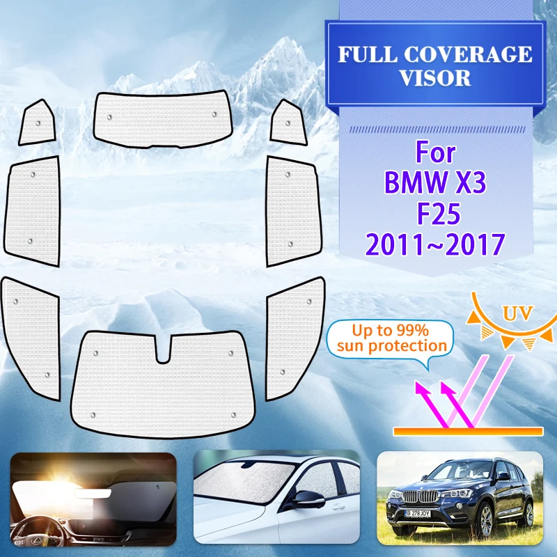 Car Full Window Shading Visors For BMW X3 F25 2011~2017 2015 Car Sun Window Visors Sunshade Sticker Covers Anti-UV Accessories