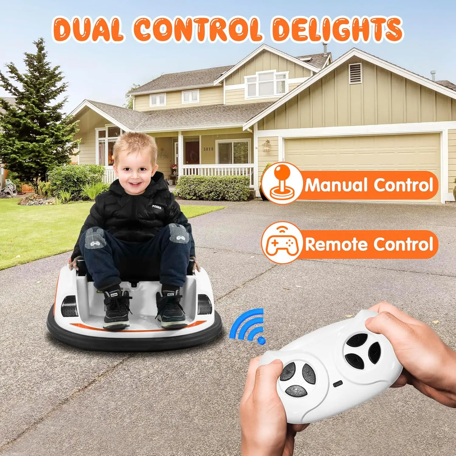 Bumper Car for Kids Toddler, Electric Ride on Bumper Car w/Parents Remote Control, 3 Speed, Bluetooth Music, LED Lights, 360