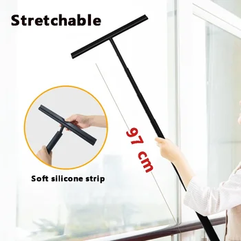 Stretchable Shower Squeegee for Glass Door Wiper Scraper Cleaner with Long Holder Bathroom Mirror Wiper Scraper Glass Cleaning 1