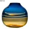 Creative Blue/Amber Gradient Glass Vase Hydroponic Flower Pots Desk Decoration Artificial Flower Decorative Floral Arrangement 6