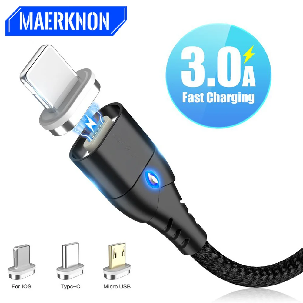 Câble magnétique Micro USB Type C pour câble d'éclairage iPhone 1M 3A câble de charge rapide câble de charge magnétique téléphone_voghion.com