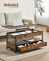 Lift Top Coffee Table with Storage Drawers, Coffee Table for Living Room with Lifting Top, Hidden Compartments and Open Shelf 2