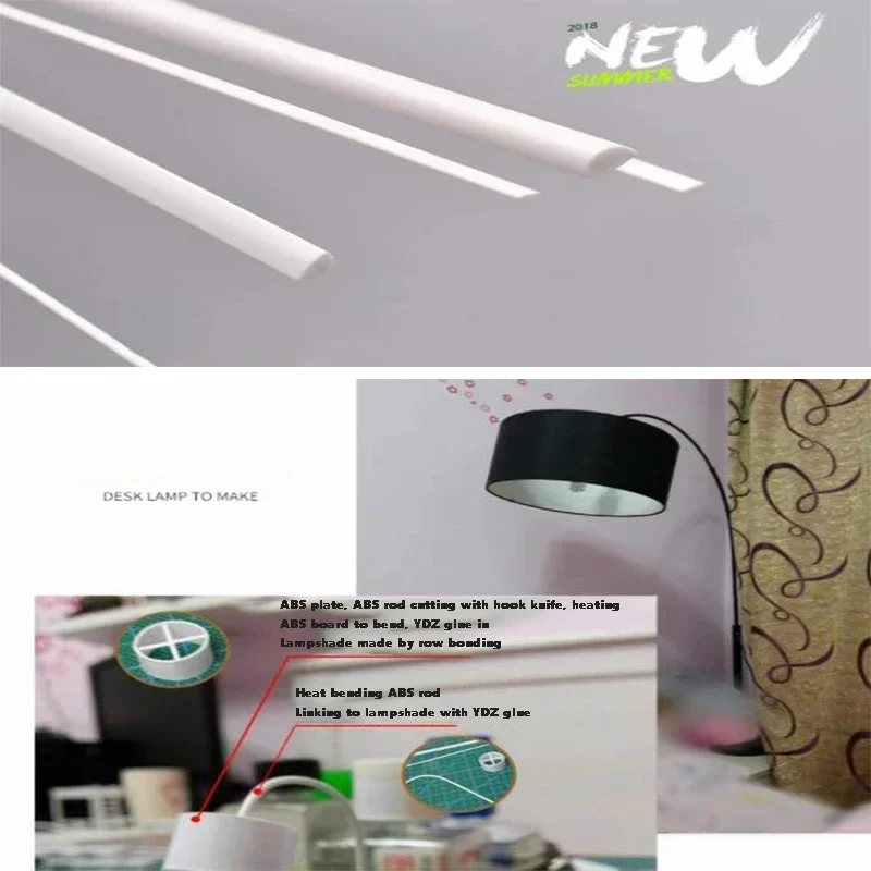 500mm ABS Half Round Rod Model Toys Diorama Sand Table Architecture Building Materials 1mm-6mm Plastic Stick Model Making Kits