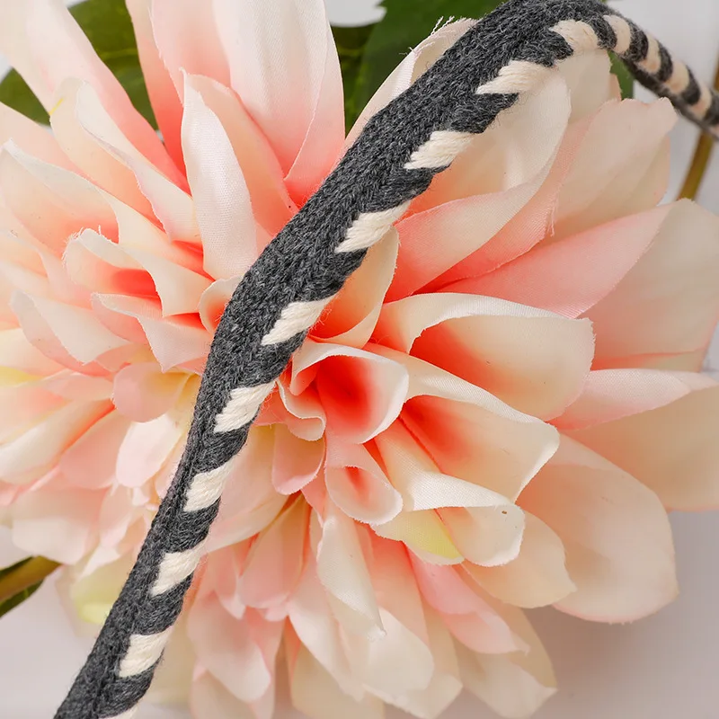 Cotton Ribbon 5Meters Black Red Grey Ombre Braided Piping for Pillow Cushion Trim Upholstery