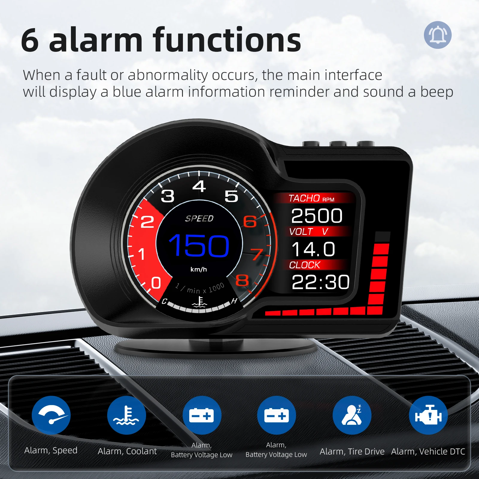 F15 HUD OBD2 GPS ڵ  ÷,   ӵ 跮 Ÿڹ, rpm а, ӵ ˶ ð,  