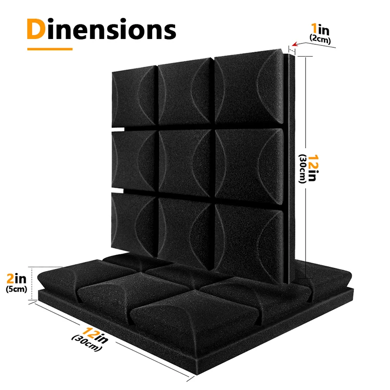 Sound Insulation Wall Panels 6/12/24 Pcs, For Gaming Room Podcast Studio, Wall Sound Insulation Treatment Mushroom Acoustic Foam