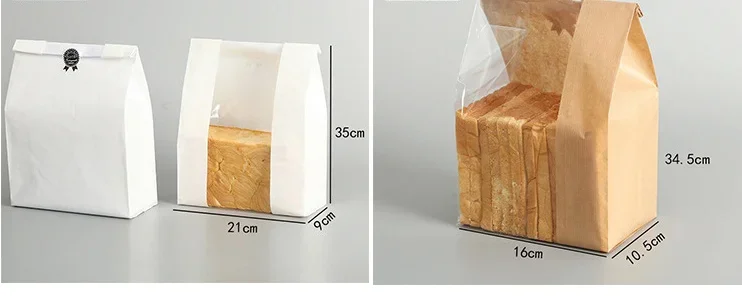 100 Pack Oil-Resistant Kraft Paper Food Bags with Transparent Window – Brown & Whit... - SKU KPFB1629 - UGI Packaging