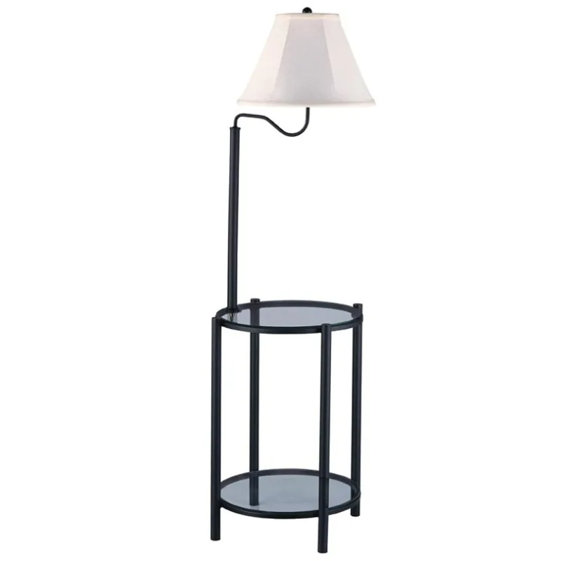 

Glass End Table Floor Lamp, Matte Black