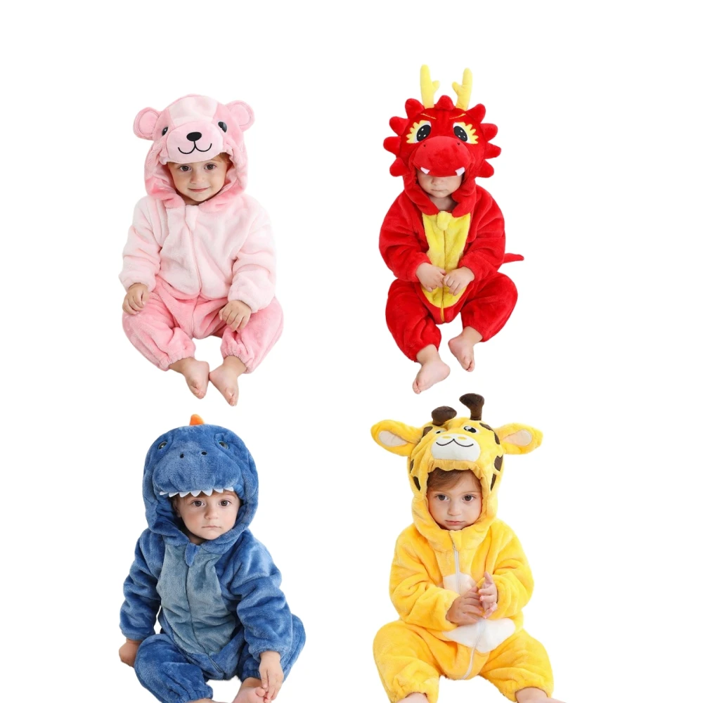 

Child Plush Dinosaur Costume T-rex Realistic Hooded Onesie Pajama Toddler Romper Halloween Cosplay Themed Party Role Play Suit