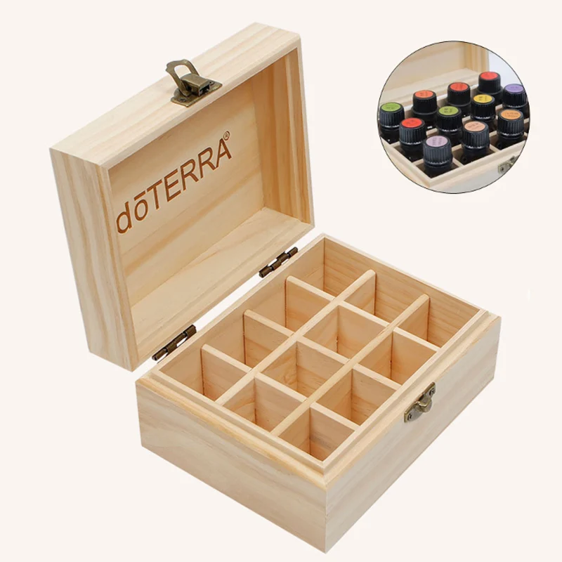 Caja madera almacenaje té infusiones 6 compartimientos estilo vintage