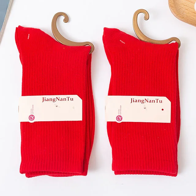 26 Solid Color Four Seasons Women's Socks Middle Tube Socks Candy Sock Cute Cartoon Girl Socks Pure Cotton Comfortable Home Sock 1 pair-005