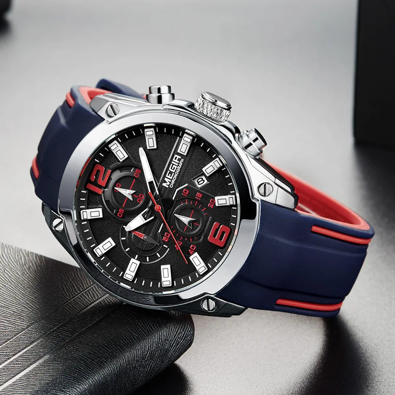 

Fashion Men's Infantry Quartz Watch Luxury Silicone Strap Large Dial Waterproof Clock Student Outdoors Sports Trend Wristwatch