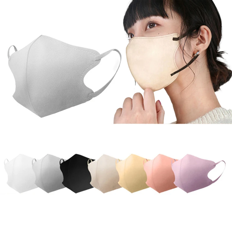 3D Disposable Protective Face Masks - Anti-Dust Cloth with Ear Loops in Black & White