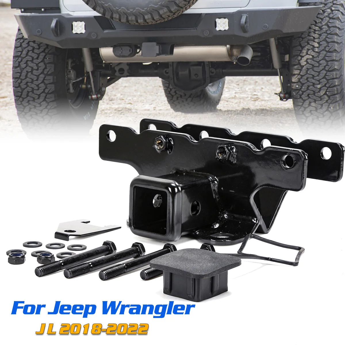 

2 Inch Towing Hitch Receiver for 2018-2022 Jeep Wrangler JL/JLU 2 Door & 4 Door Rear Tow Trailer Hitch Receiver With Cover Kit