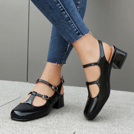 Big Size 34-43 High Heels Women Dress Party Bridal Shoes Woman Platform Patent Leather Mary Janes Pumps Lady Shoes Brand 2024