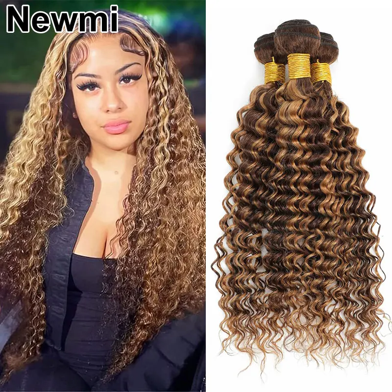 Ombre Weave 27 Hair 30 Inch Blonde Highlight Deep Wave Human Hair