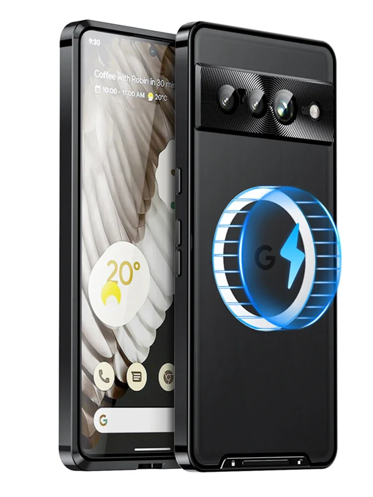 Luxury Metal Shell For Google Pixel 8 Pro Case Aluminum Alloy Frame Translucent Frosted Magnetic Core Back Coque Pixel8 Cover