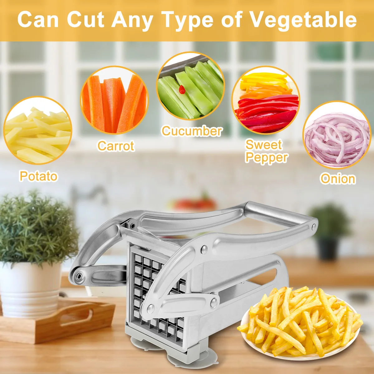 Stainless Steel French Fry Cutter and Vegetable Slicer