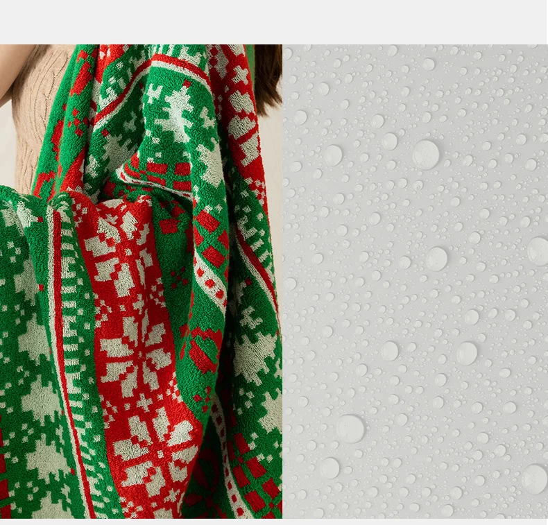 Description Picture 6 of itemCotton Bath Towels Set for Christmas, Absorbent Face Towel, Bathroom Accessories, Home Spa Hair, Large Size 70x140cm, Soft