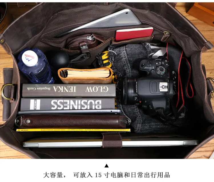PNDME Designer-Reisetasche aus handgefertigtem Crazy-Horse-Rindsleder für Herren, Vintage-Luxus-Fitness-Handtasche aus echtem Leder mit großem Fassungsvermögen – Detail 13