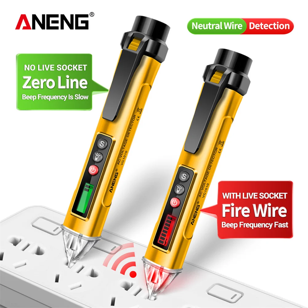 ANENG VC1010 비접촉식 스마트 전압 테스터 펜, 12-1000V 전류 센서 HD LCD 디스플레이 유도 브레이크포인트 감지기