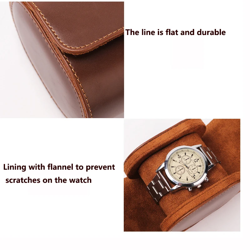 Watch Storage Box Single Watch Roll Travel Case Vintage Leather