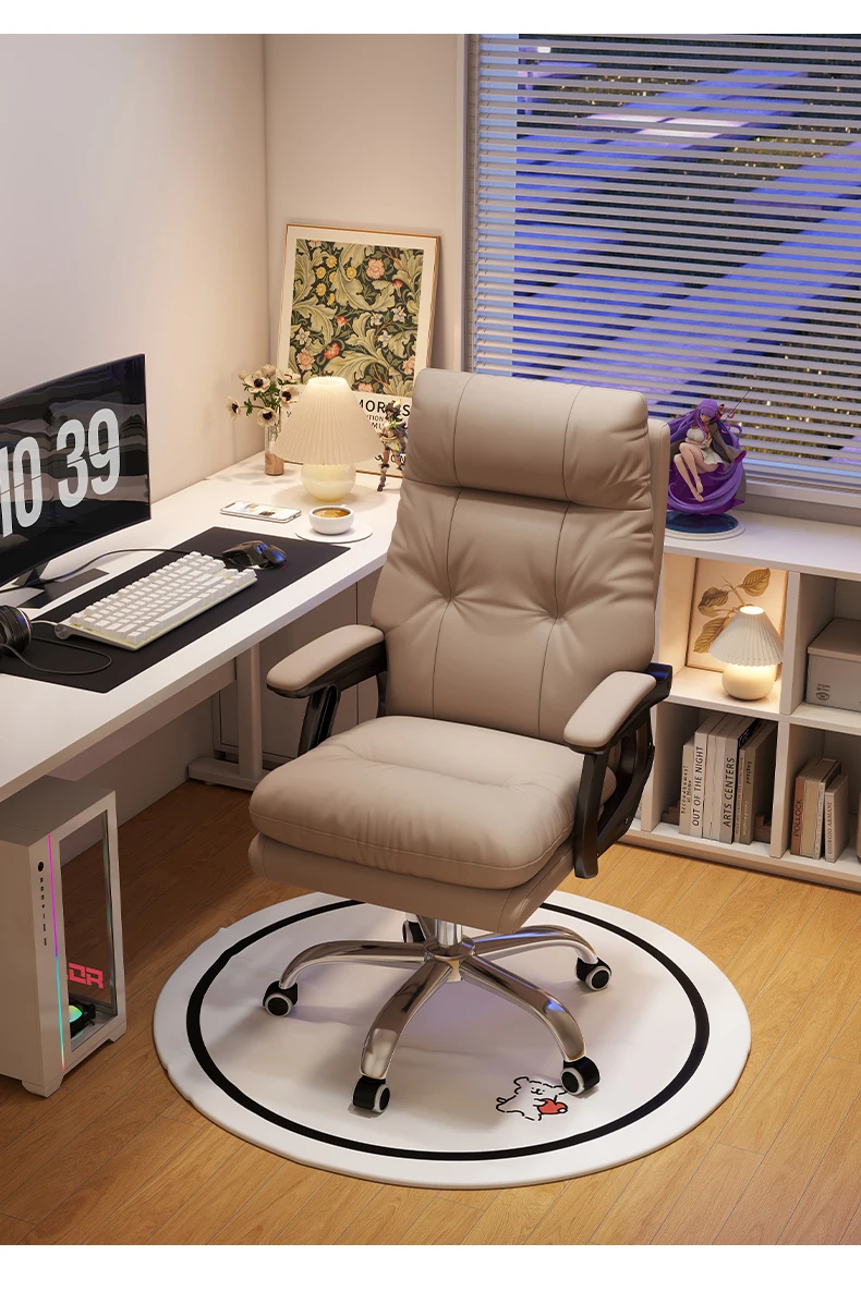 Leisure Back Office Armchair, Home Comfortable Long-term Sitting Study Computer Chair, Light Luxury High-end Boss Chair