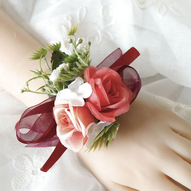 Corsage Men Wedding Rustic Boutonniere White Bridal Wrist Corsage Bridesmaid Groomsmen Party Meeting Personal Decorations
