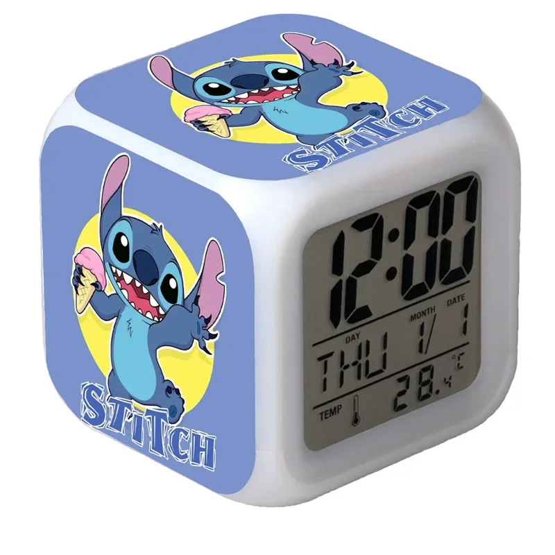 

Disney Stitzer Alarm Clock LED Cool Color Change 7 Color Alarm Clock Square Bedside Clock Cute Christmas Gift Birthday Gift