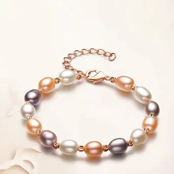New Fashion Purple Pearl Bracelet for Women Crystal Beads Pink Pearls Adjustable Size Bracelet Nice Jewelry Gifts 2