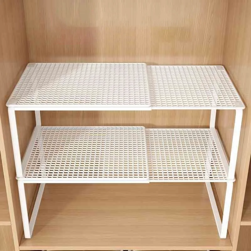 1pc Wardrobe Scalable Layered Partition Board Stackable Large-capacity Shelf Shoe Cabinet Sorting Board Wardrobe Organizer 4