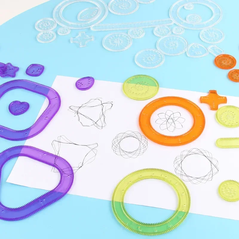 재미 있은 연동 기어 바퀴 Spirograph 드로잉 장난감 세트 어린이를위한 크리 에이 티브 교육 장난감 그림 그리기 액세서리