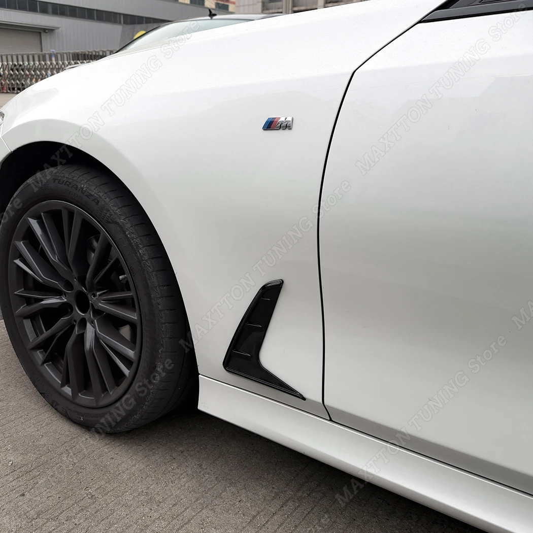 BMW 3 시리즈 G20 G21 318i 320i 330i M340i M340d 2019-2025 글로스 블랙 자동차 외부 사이드 바디 에어 아울렛 커버 펜더 트림