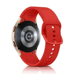 Premium Silicone Sport Watch Strap - Versatile 20mm Band - Watch 4 40mm 44mm (Official Red)