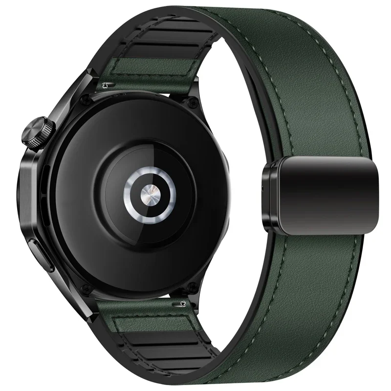 Leather and Silicone Comfort Strap - 22/20mm Adjustable Bracelet Band Accessory