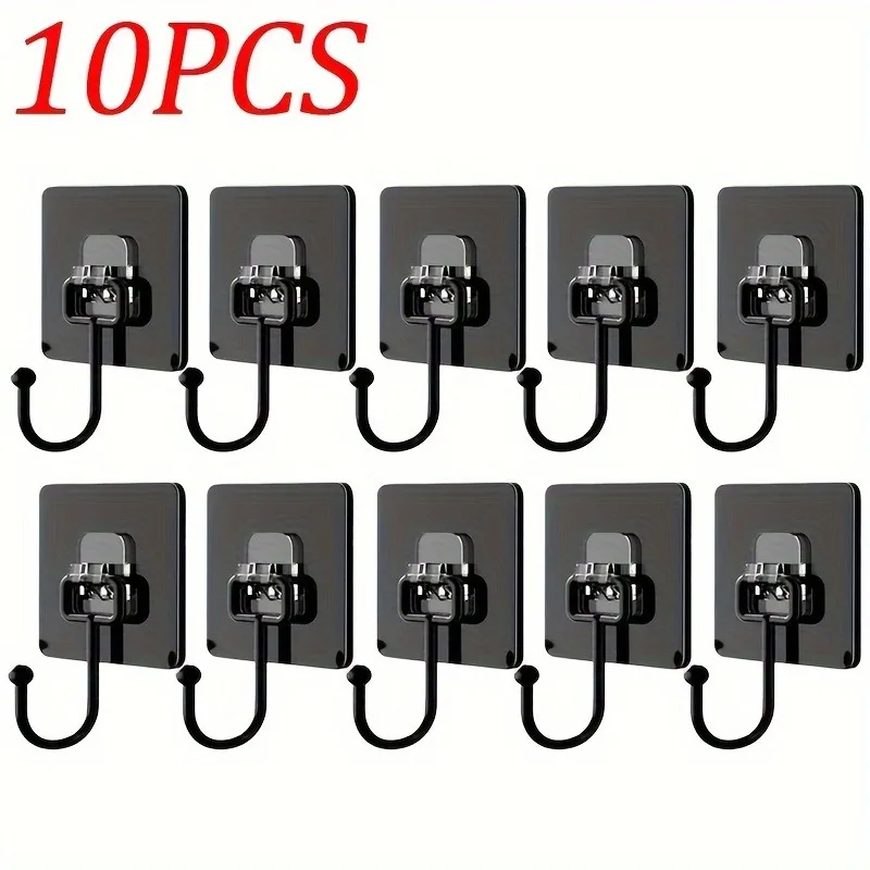 Self Adhesive Hooks 10Pcs Self-Adhesive Towel Hooks Waterproof Rotating Bathroom Wall Hanger Strong Adhesive Kitchen Door Pantry