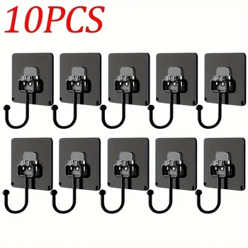Crochets porte-serviettes auto-adhésifs, 10 pièces, support mural rotatif étanche pour salle de bains avec adhésif fort pour porte de cuisine, garde-manger, vacances Ho 1