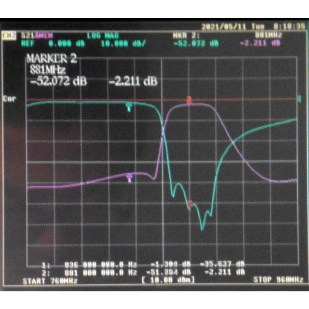 CDMA800 용 세라믹 절연 듀플렉스 필터, SMA 인터페이스, LTE BAND5, 836 MHz, 881MHz
