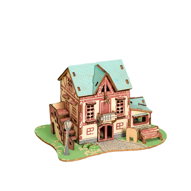 Puzzle maison 3D en bois pour enfants, Puzzle maison 3D, jouet