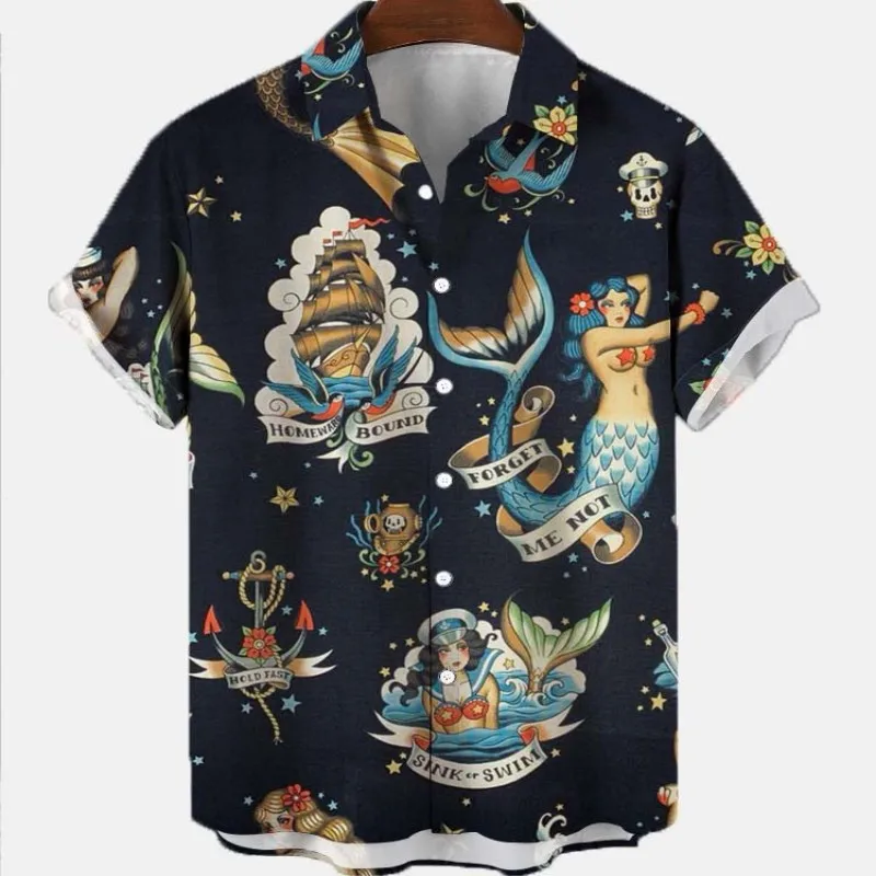 Hawaiian Shirt 3D Men Summer Street Costumes Skeleton Floral