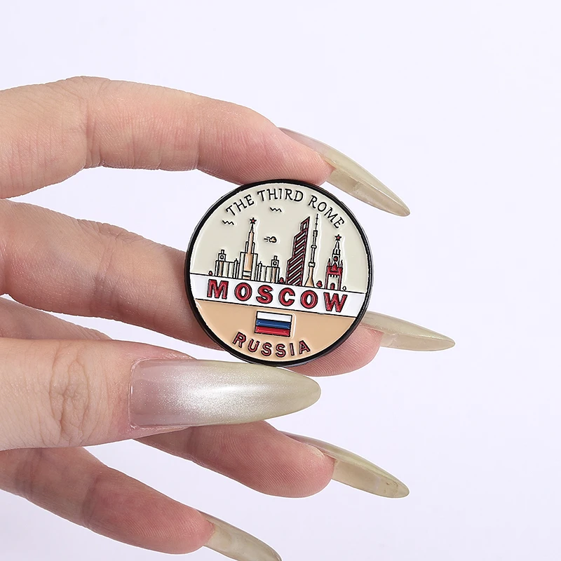 Russland Schönheit Serie Emaille Pins Moskauer Architektur Broschen Mode Revers Abzeichen Rucksack Kleidung Schmuck Geschenk für Freunde