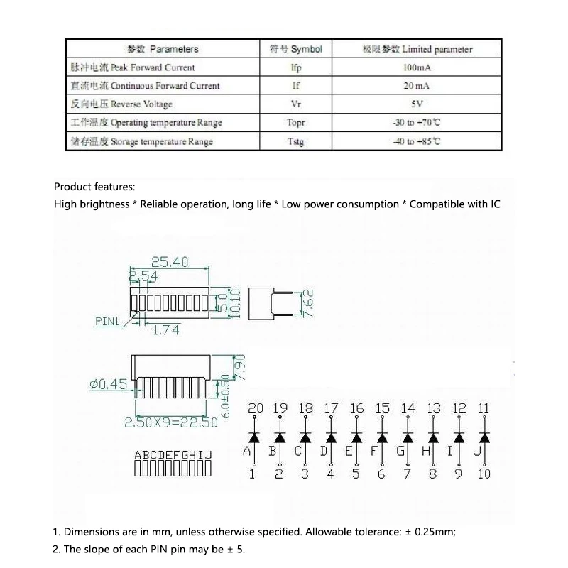LED Digital Tube Display 10PCS LED Bar Graph 10 Segment LED Display Bargraph Module Ultra Bright Green Led board Arduino Display