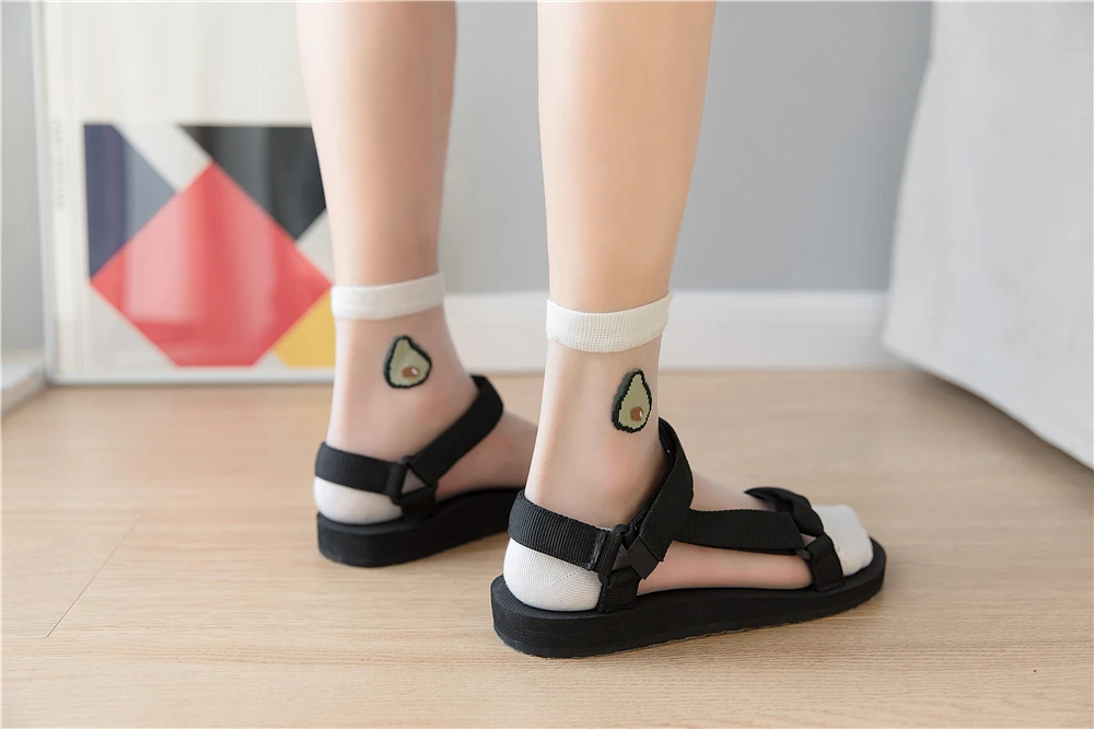 3 Paare/Lot schicke Damen-Socken für Sommer und Frühling, atmungsaktiv, dünn, Avocado-Socken, modische, lustige Spitzensocken im Angebot – Detail 11