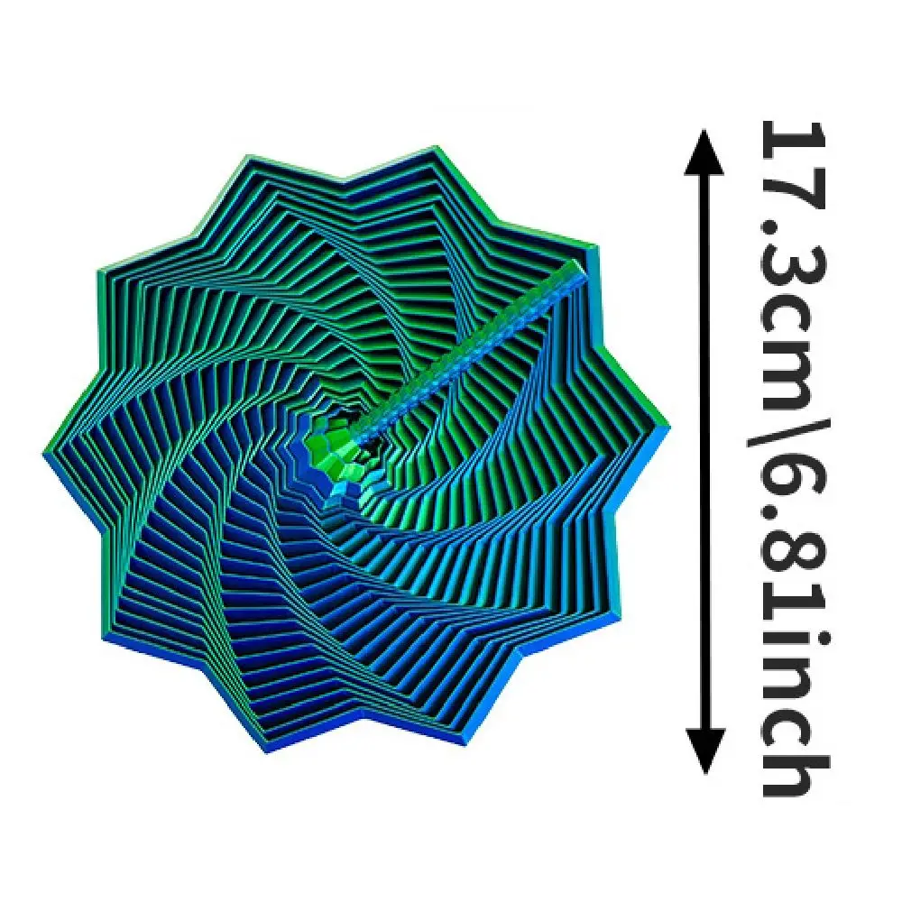 3D Printing Fractal Fidget Star Model Visual Illusion Expanded Spirals Sensory Toy Geometric Design Relaxation