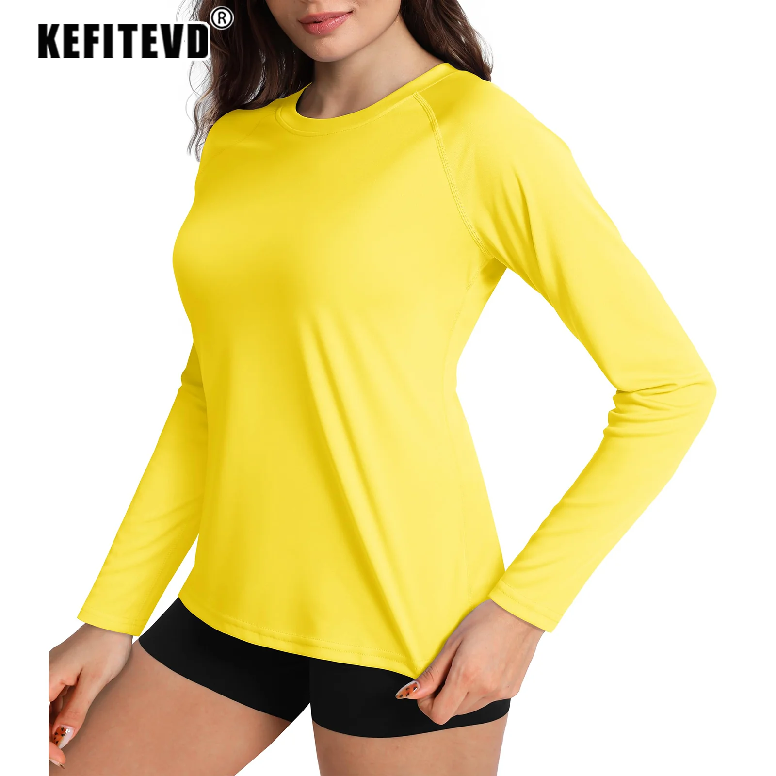 KEFITEVD Women's Quick Dry Long Sleeve T-Shirts UPF 50+ Sun/UV Protection for Outdoor Hiking