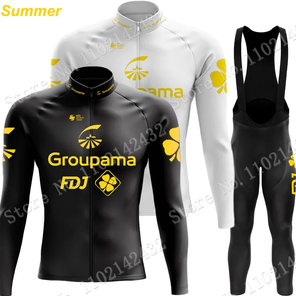 Team Fdj 2023 Golden Cycling Jersey Set Manica Lunga Ciclismo Abbigliamento Estivo Road Race Bike Jacket Suit Mtb Maillot