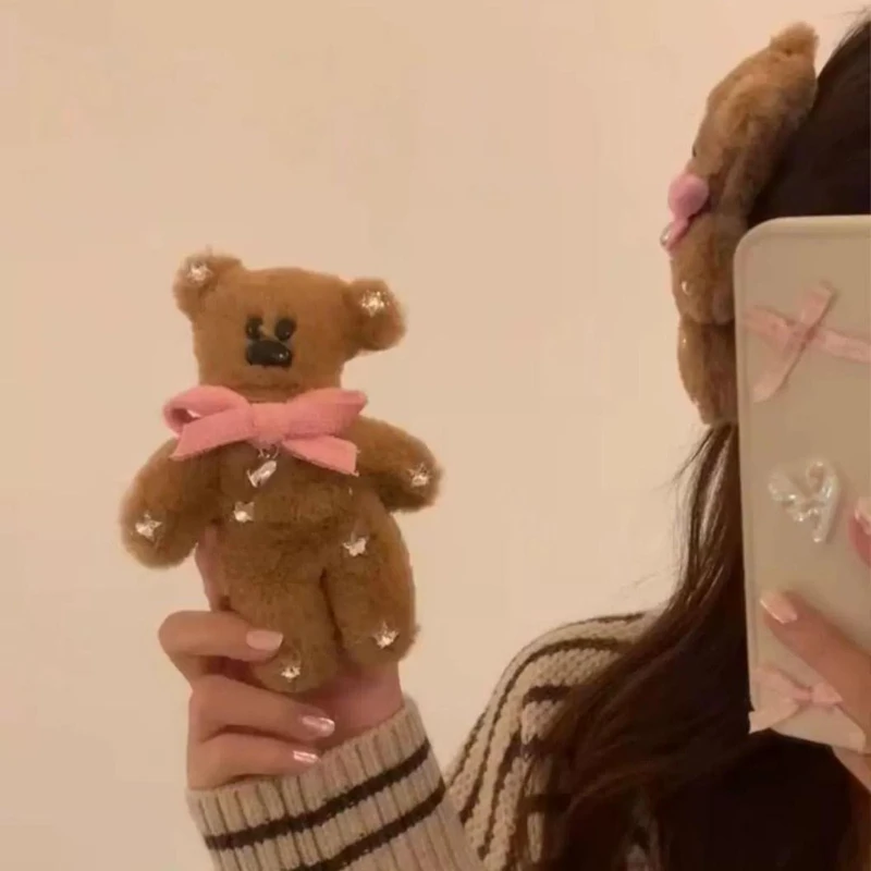 Cute Bow - Tie Bear Plush Hairpin Soft Bear Hairpin for Girl Decoration Creative Design Bear Hairpin Used for Daily Life